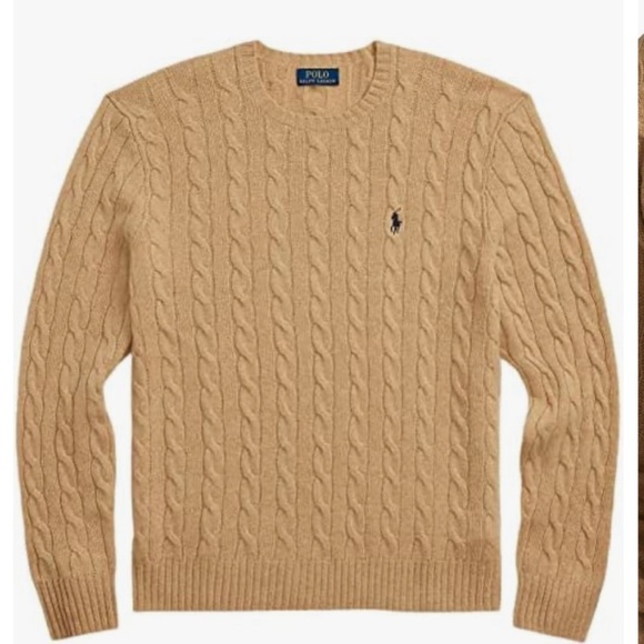TAN COLOR Ralph Lauren Cotton Cable Knit Sweater - Picture 2 of 5